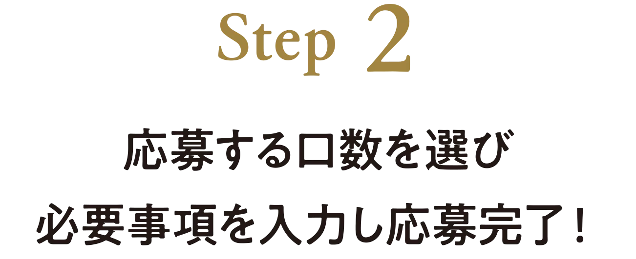 STEP2 応募する口数を選び必要事項を入力し応募完了！