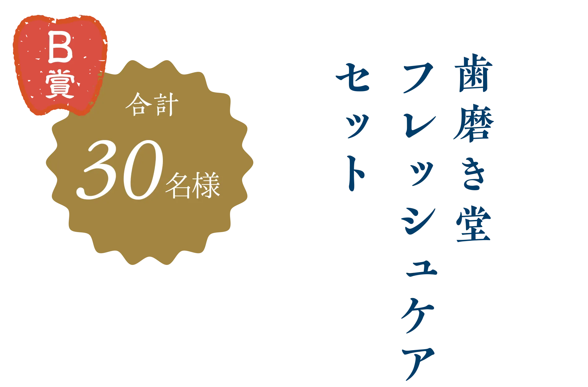 B賞30名様　歯磨き堂フレッシュケアセット